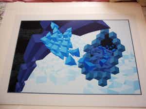 Hans Klaui - Mooi geometrische zeefdruk van Hans Klaui, verkocht voor € 50!