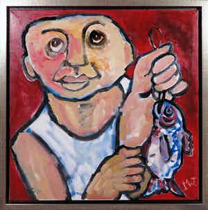 Martin van Wordragen - Gemengde techniek op doek, De prijswinnaar - Ingelijst (Groot) verkocht voor € 250!