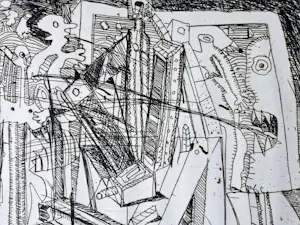 Jacques van Alphen - in 1975 in zeer kleine oplage (2/3) gemaakte monochrome Ets "Solipsisme" kopen? Bied vanaf 29!