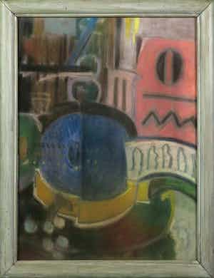 Mogens Balle - Pastelkrijt, Zonder titel - Ingelijst verkocht voor € 1!