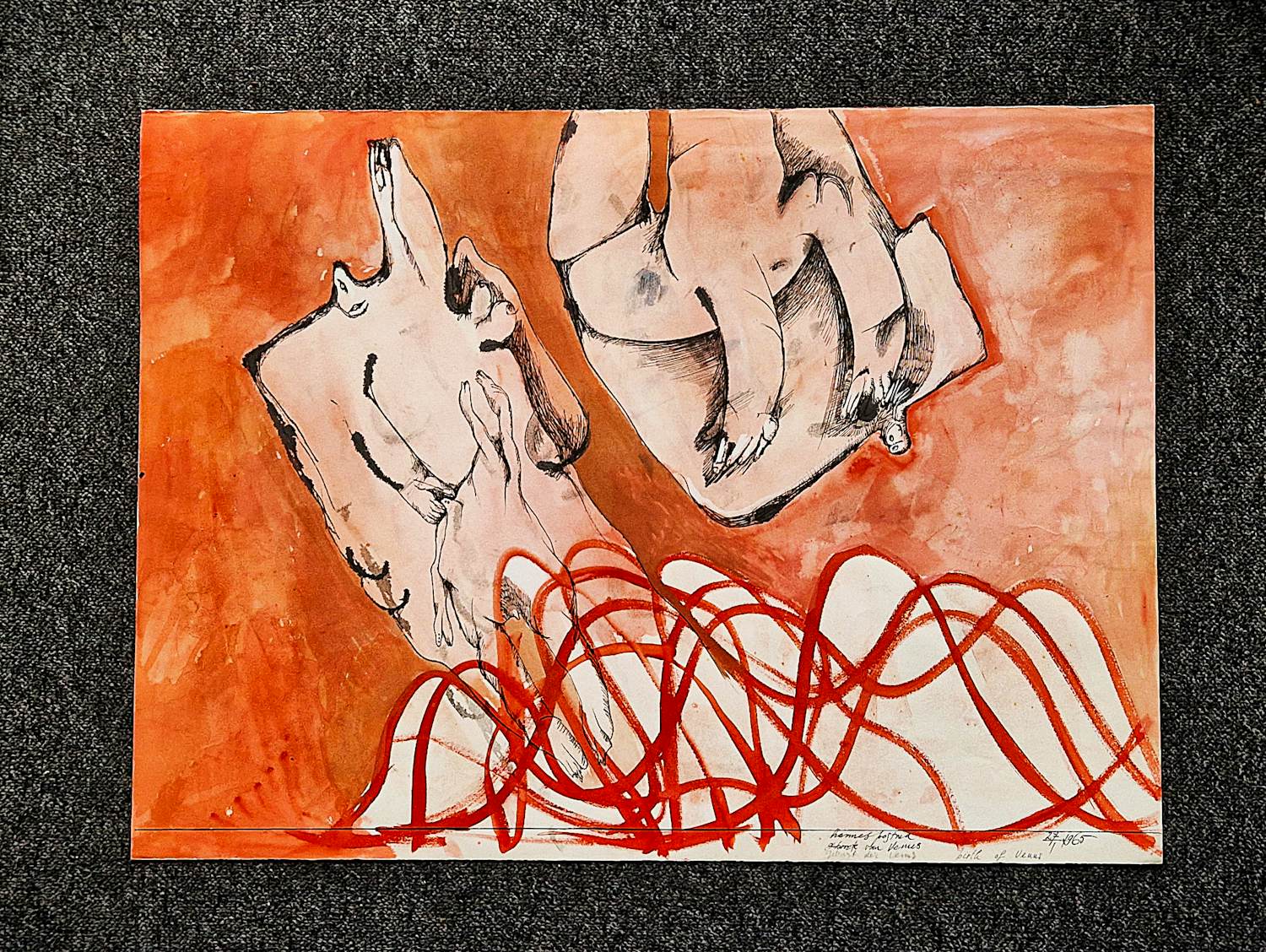 Hannes Postma - grote in 1965 gemaakte Aquarel "geboorte van Venus" gesigneerd kopen? Bied vanaf 76!