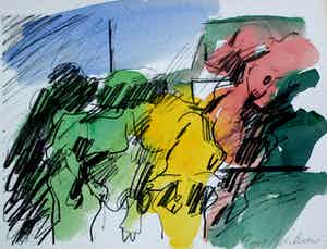 Jan Sierhuis - Met de hand ingekleurde litho (aquarel) - 1974 verkocht voor € 55!