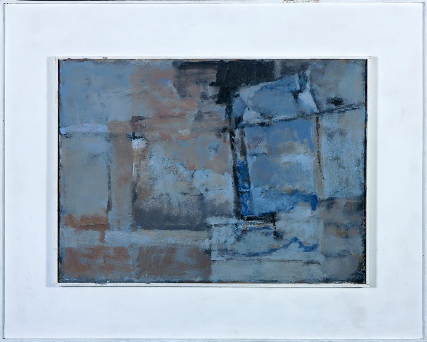Jan Miechels - Acryl op paneel, Abstracte compositie met blauwtinten kopen? Bied vanaf 60!