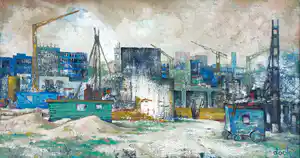 Dook Everse - Opbouw, olieverf op paneel (ingelijst) verkocht voor € 350!