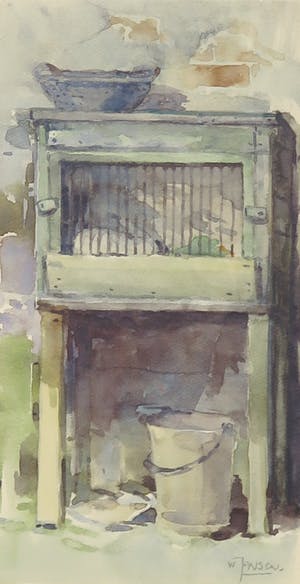 Willem Jansen - Aquarel, Konijnenhok kopen? Bied vanaf 1!