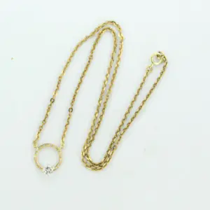 14k gouden collier bezet met briljant geslepen diamant 0.35 ct - 40 cm lang kopen? Bied vanaf 550!