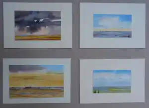 Franklin Meijer - Waddenzee - 4 x aquarelstudies vendu pour 35€ !