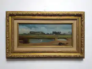 Anton L. Koster - ''Landschap van geestgrond in de bollenstreek.'' verkocht voor € 800!