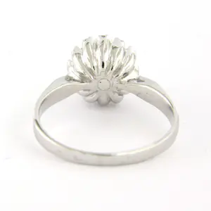 14k wit gouden ring bezet met parel en single cut geslepen diamanten tot. 0.05ct kopen? Bied vanaf 310!