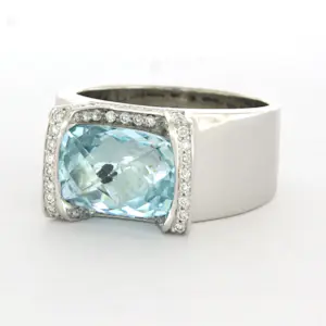 LECHIC 14k gouden ring met topaas en briljant geslepen diamant tot. 0.33ct kopen? Bied vanaf 1400!