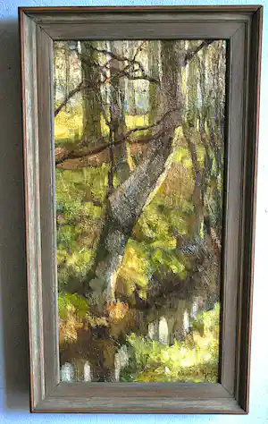 Matthijs Hage - Bos met bomen aan de slootkant - olieverfschilderij verkauft für € 200!
