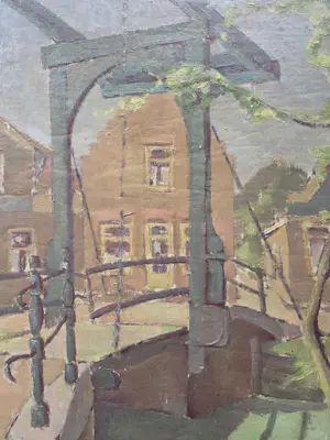 Buy Piet Roovers - Stadsgezicht met ophaalbrug en boom.? Bid from 119!