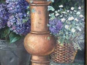 Leonie Maréchal - stilleven met hortensia's, hedera en margriet kopen? Bied vanaf 85!