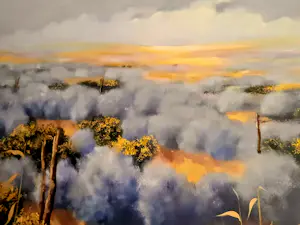 Günter Georg Burr - Ölgemälde Landschaft Lavendelfeld 80er Jahre kopen? Bied vanaf 520!