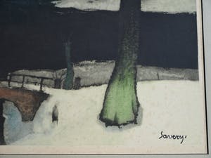 Roger Hebbelinck - naar Albert Saverys - Kleurenets , Paysage d’Hiver / Winterlandschap - GROOT kopen? Bied vanaf 10!