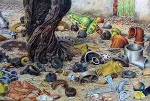 Bram Tielen - Olieverf op doek: Reïnspiratie (Surrealistisch landschap) kopen? Bied vanaf 299!