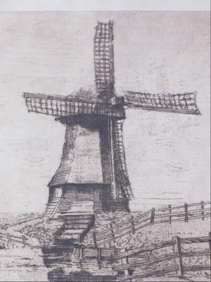 Constant Nefkens - Molen bij Volendam - Ets kopen? Bied vanaf 1!