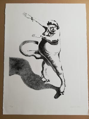 Herman Gordijn - ROLSCHAATSER / ZW-W LITHO / 76x56cm / SIG kopen? Bied vanaf 25!