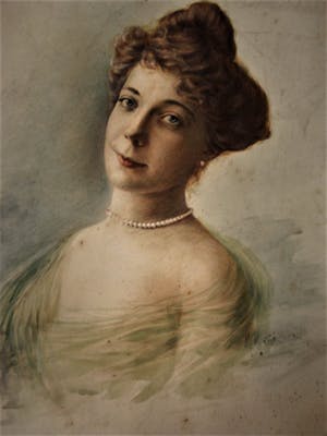 Niet of onleesbaar gesigneerd - Prachtig 19e Eeuws GROOT Medaillon Aquarel "Portret van jongedame" gesigneerd kopen? Bied vanaf 10!