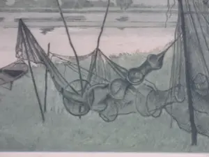 Harmen Eikema - Visfuiken aan de oever - Kleurets kopen? Bied vanaf 35!