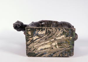 Niet of onleesbaar gesigneerd - Aardewerk, Twee polychroom beschilderde paarden kopen? Bied vanaf 10!