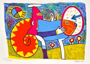 Clemens Briels - Cameleon - Zeefdruk verkocht voor € 50!