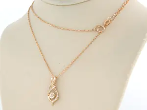 14k rood gouden collier met hanger bezet met briljant geslepen diamant - 45 cm kopen? Bied vanaf 160!