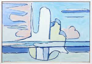 Paul Overhaus - Olieverf op doek, Stil weer - Ingelijst verkocht voor € 80!