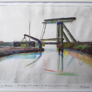 Dirk Breed - Brug in Landschap - Gemengde techniek (uniek) kopen? Bied vanaf 80!