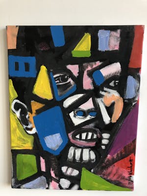 Peter Klashorst - Portret in gemengde technieken op doek kopen? Bied vanaf 125!
