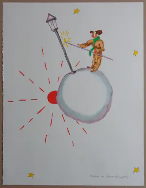 Antoine de Saint-Exupery - LOT 5 STUKS / LE PETIT PRINCE / KLEURLITHO / 40x31cm / DROOGSTEMPEL kopen? Bied vanaf 85!