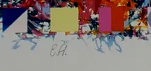 Pim Lenos - Ingelijste kleurenzeefdruk: Compositie - 1991(groot werk!) kopen? Bied vanaf 250!