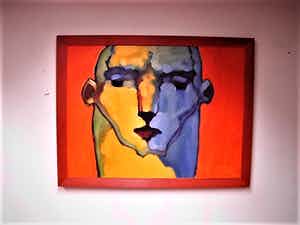 Niet of onleesbaar gesigneerd - Gesigneerd "Valdes" Expressionistisch olieverf op doek portret verkocht voor € 1!