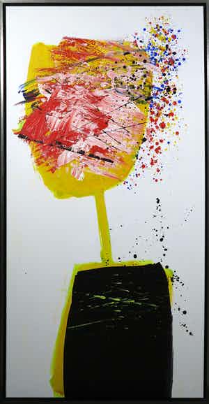 Arty Grimm - Olieverf op doek, Gele Tulp - Ingelijst (Zeer groot) verkocht voor € 400!