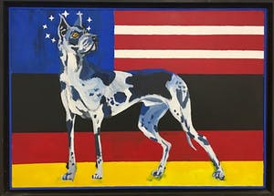 Ivo Kamphuis - Acryl op doek. Titel, "Duitse dog". kopen? Bied vanaf 80!