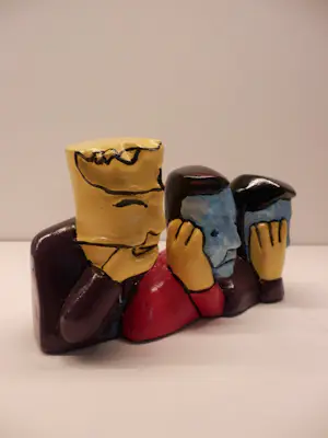 Herman Brood - Sculptuur van Kunsthars HOREN ZIEN en ZWIJGEN (21 cm breed) kopen? Bied vanaf 20!