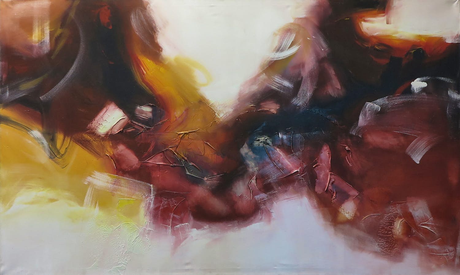 William Malucu - Acryl op doek, Abstracte compositie (Zeer groot) verkocht voor € 10!