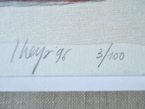 Yvan Theys - Ingelijste houtsnede "Peinzend" kopen? Bied vanaf 60!