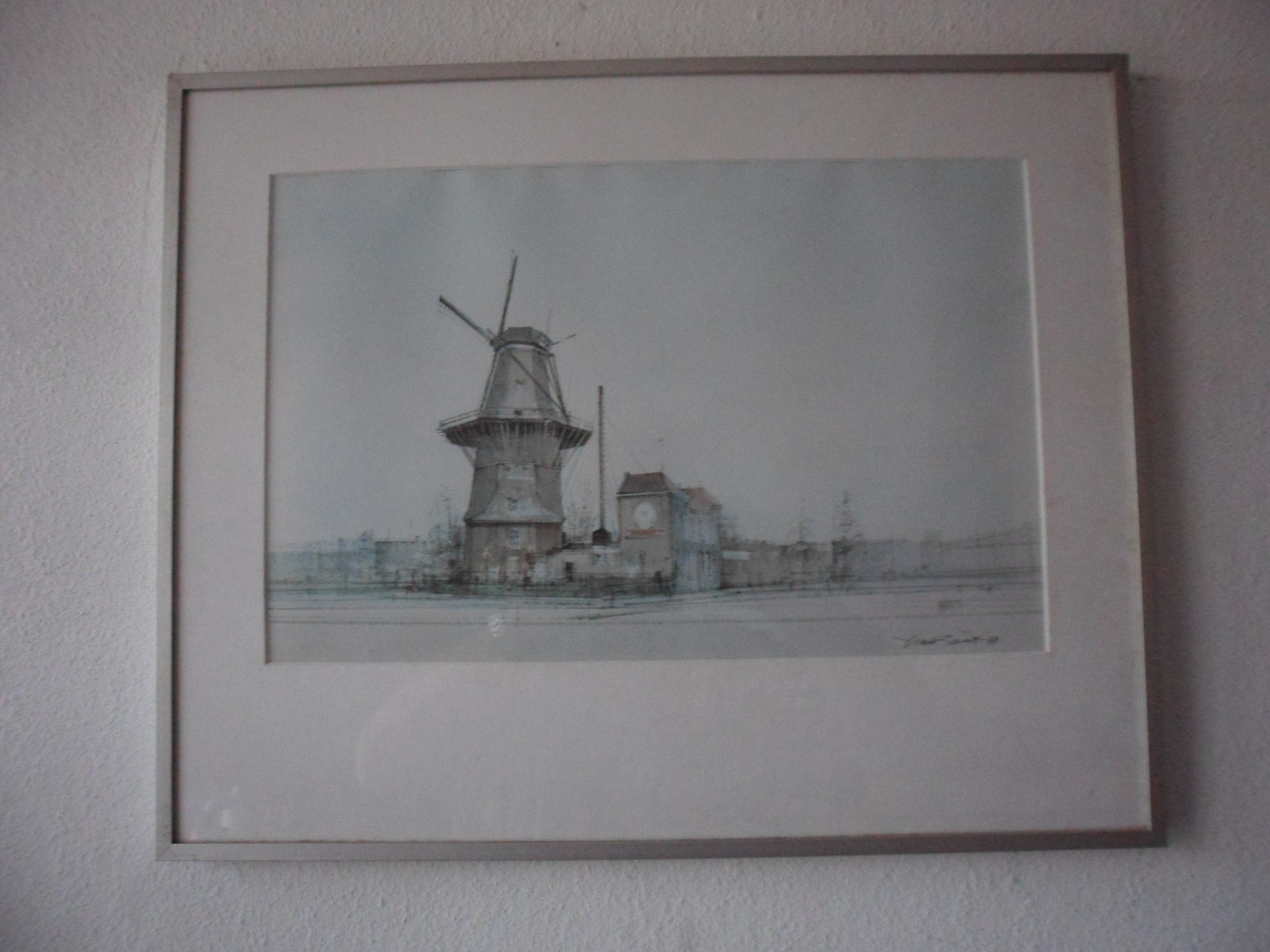 Ciano Siewert - Litho, "Korenmolen te Amsterdam".  kopen? Bied vanaf 20!