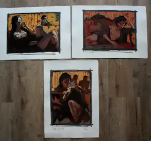 Nico Vrielink - Complete portfolio met 3 zeefdrukken: Confrontation with Gaugain kopen? Bied vanaf 250!