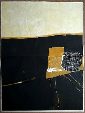 Guillaume Le Roy - Abstracte voorstelling, meerkleurige houtsnede (groot!) kopen? Bied vanaf 50!