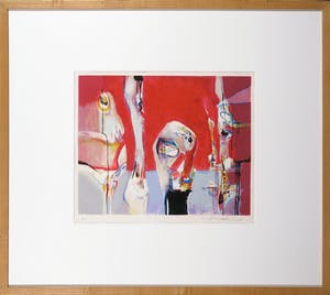 Kantcho Kanev - Zeefdruk, Red - Ingelijst kopen? Bied vanaf 40!