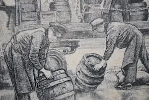 Willem Gerard Hofker - Bierwagen Amstel Brouwerij - grote ingelijste ets kopen? Bied vanaf 75!