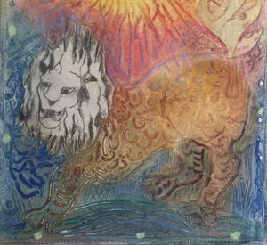 Osanne Nègre - "Lion, Roi" (sterrenbeeld) | Litho - carborundum (ingelijst) kopen? Bied vanaf 39!