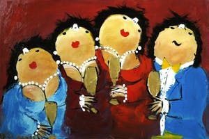 Theo Broeren - Acryl op doek, Club van 4 (Groot) kopen? Bied vanaf 100!