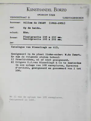 Willem de Zwart - Hakhout laden - Ets kopen? Bied vanaf 60!