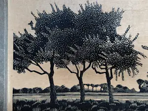 Jan Veringa - polderlandschap - houtsnede kopen? Bied vanaf 1!