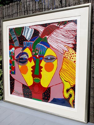 Corneille - Visages, zeefdruk (mooi ingelijst, groot) kopen? Bied vanaf 550!