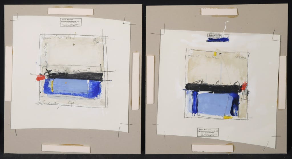 Theo Koster - Lot met 2 werken van Theo Koster: Potlood en acryl op papier, Zonder titel kopen? Bied vanaf 1!