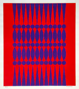 Dordevic Miodrag - Kinetische compositie - 1967 - Originele zeefdruk - Handgesigneerd kunstenaarsexemplaar verkocht voor € 60!
